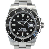 Rolex Submariner Date 116610LN with a classic black dial and ceramic bezel, featuring a stainless steel case and a robust.