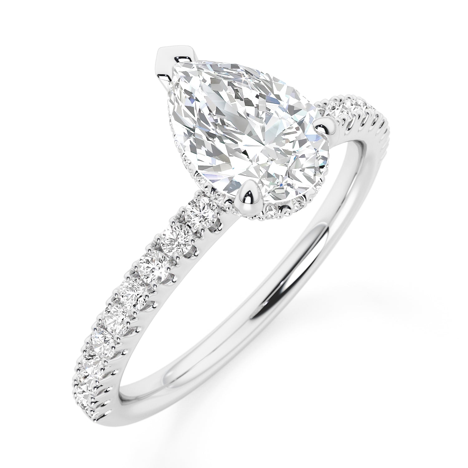 Pear Hidden Halo with Diamond Set Band