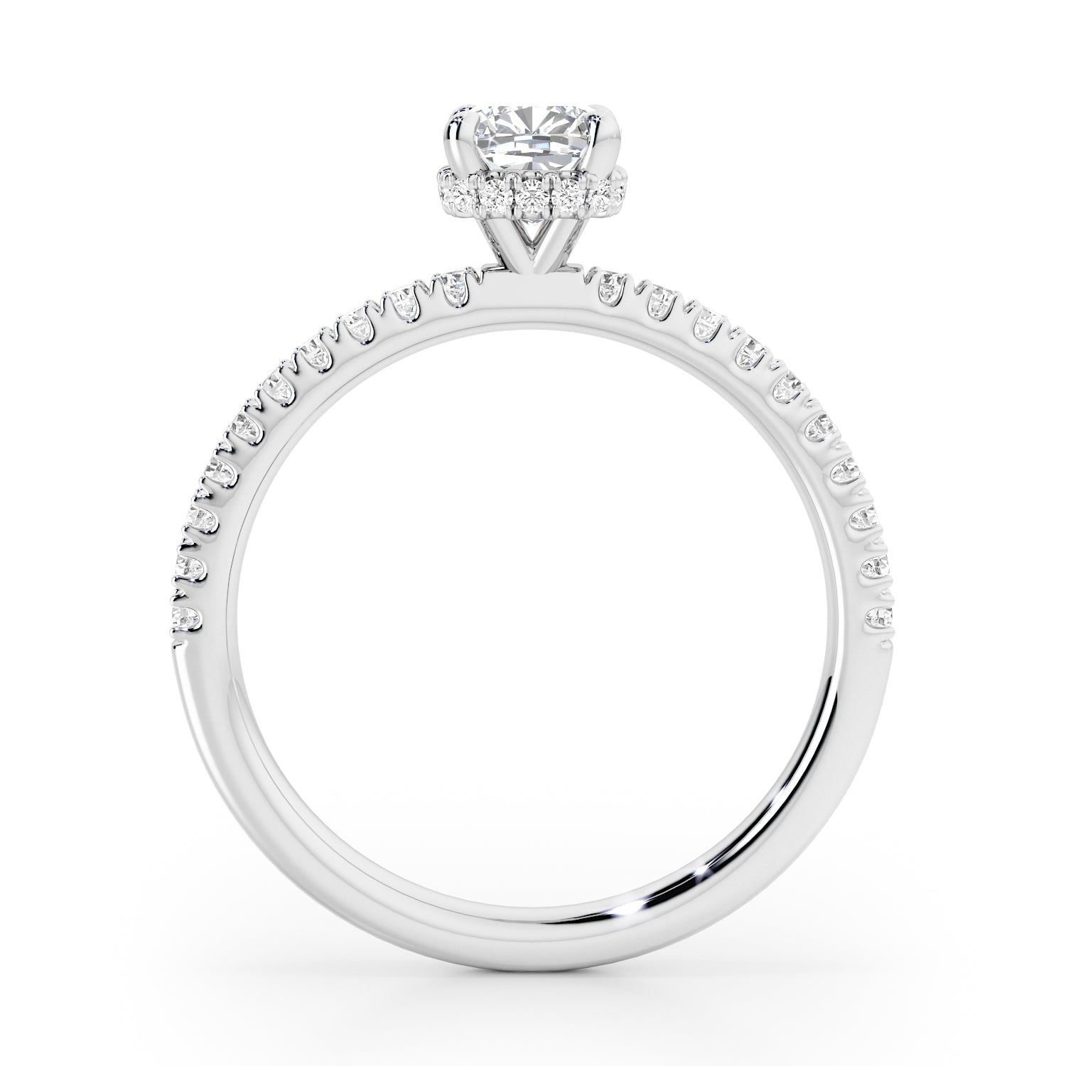 Cushion Solitaire Hidden Halo with Diamond Band