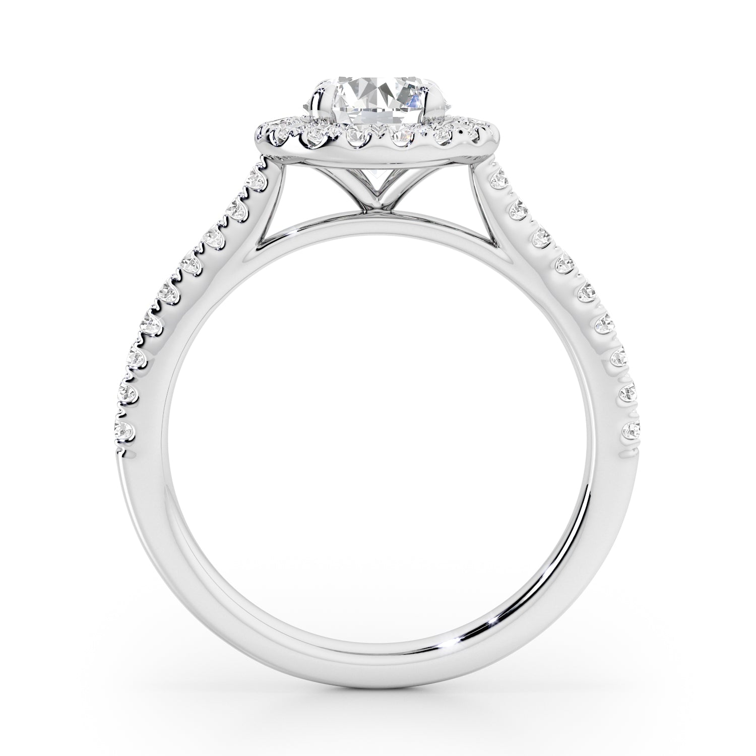 Round Brilliant Halo with Diamond Set Band