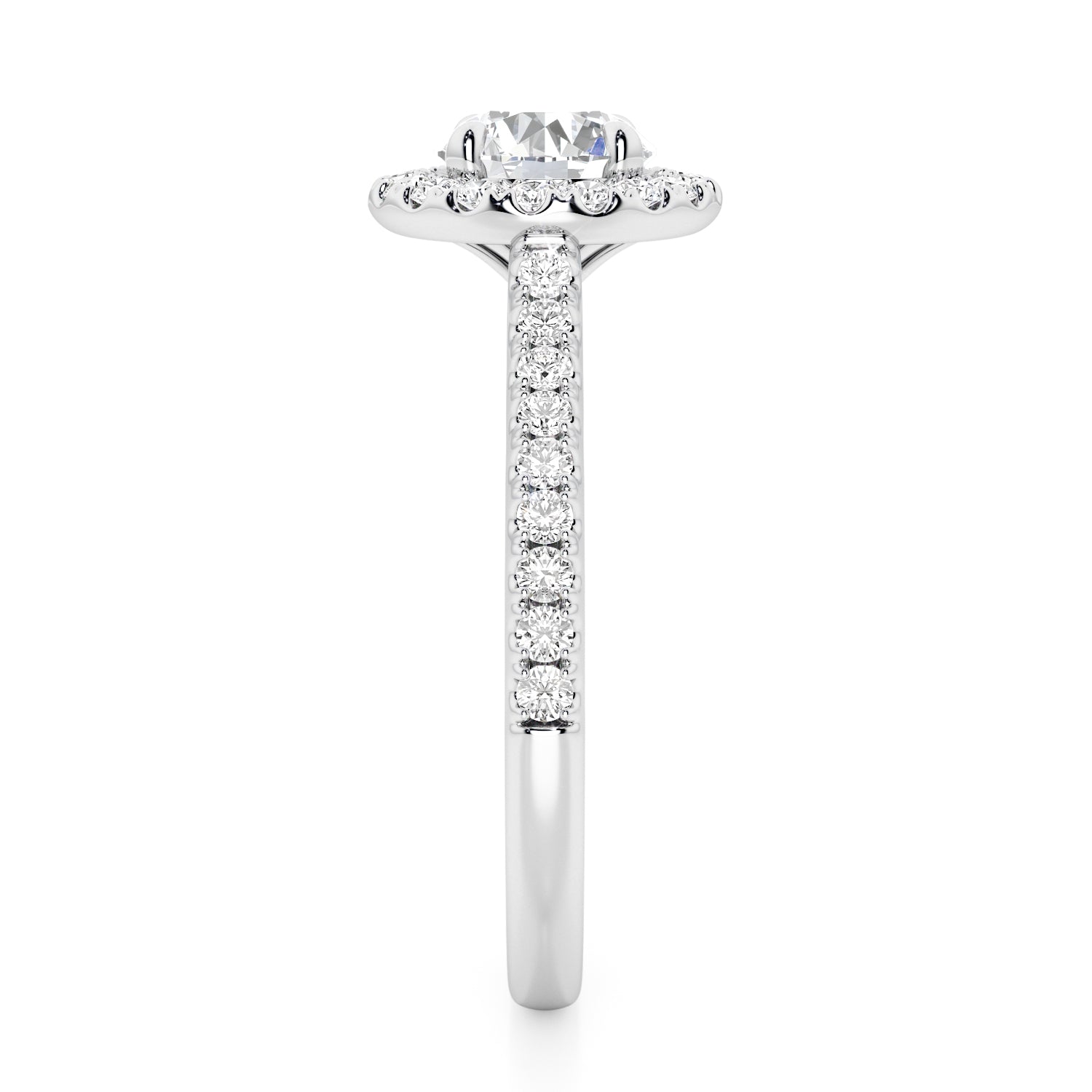 Round Brilliant Halo with Diamond Set Band