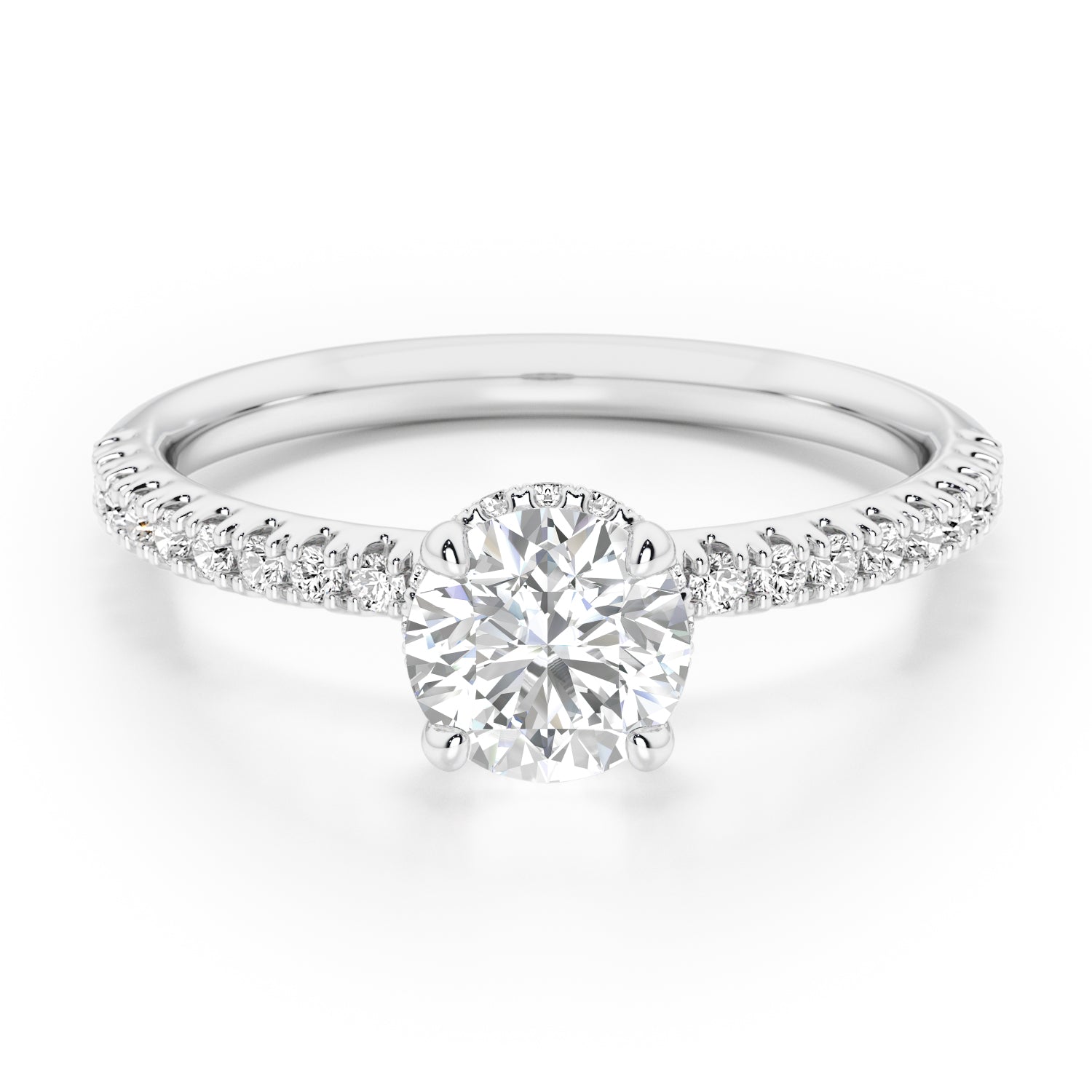 Round Brilliant Hidden Halo with Diamond Set Band