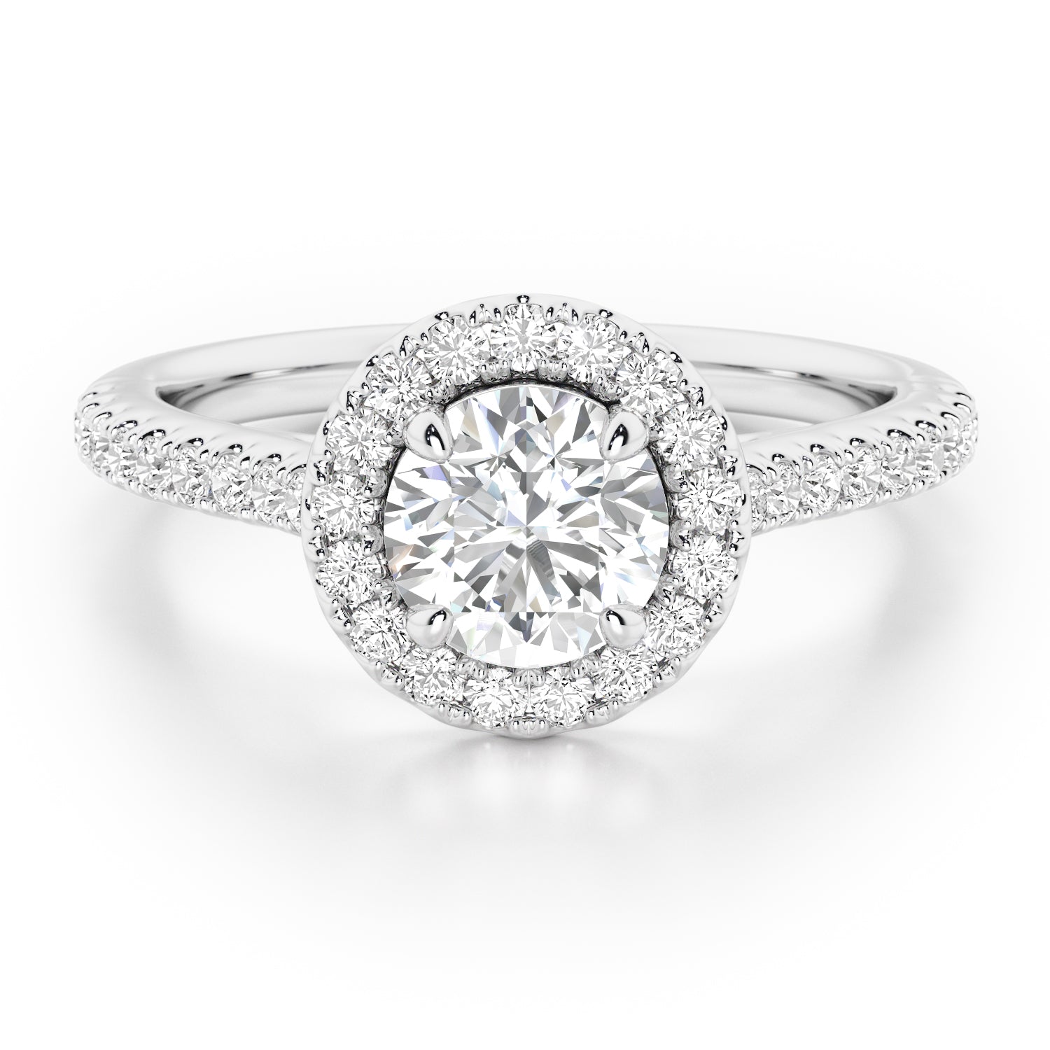 Round Brilliant Halo with Diamond Set Band