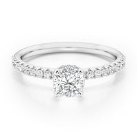 Cushion Solitaire Hidden Halo with Diamond Band