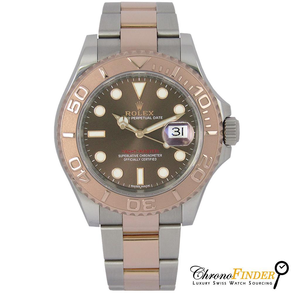 Rolex Yacht-Master 40- 116621 with a distinctive chocolate dial and a stainless steel case.