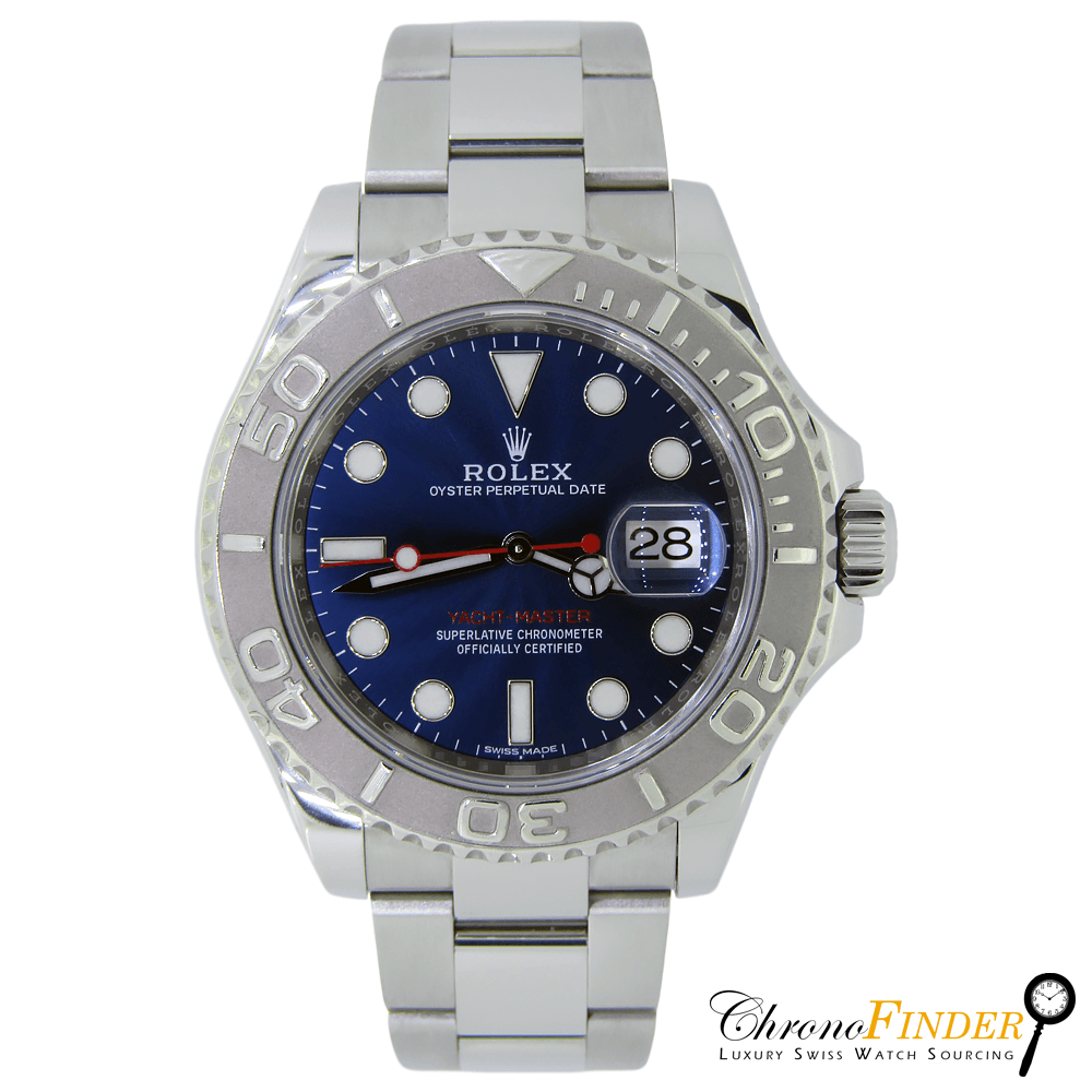 Rolex Yacht-Master 40 116622 with a striking blue dial and a stainless steel case