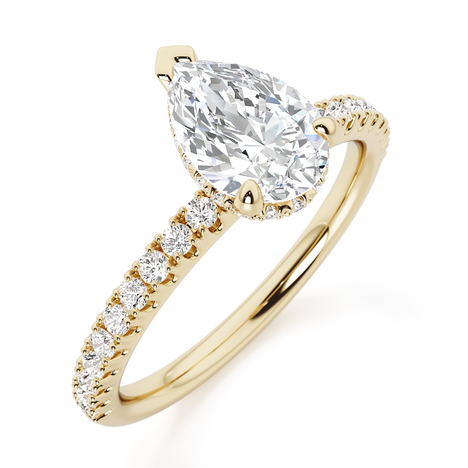 Pear Hidden Halo with Diamond Set Band