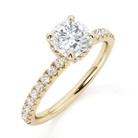 Cushion Solitaire Hidden Halo with Diamond Band