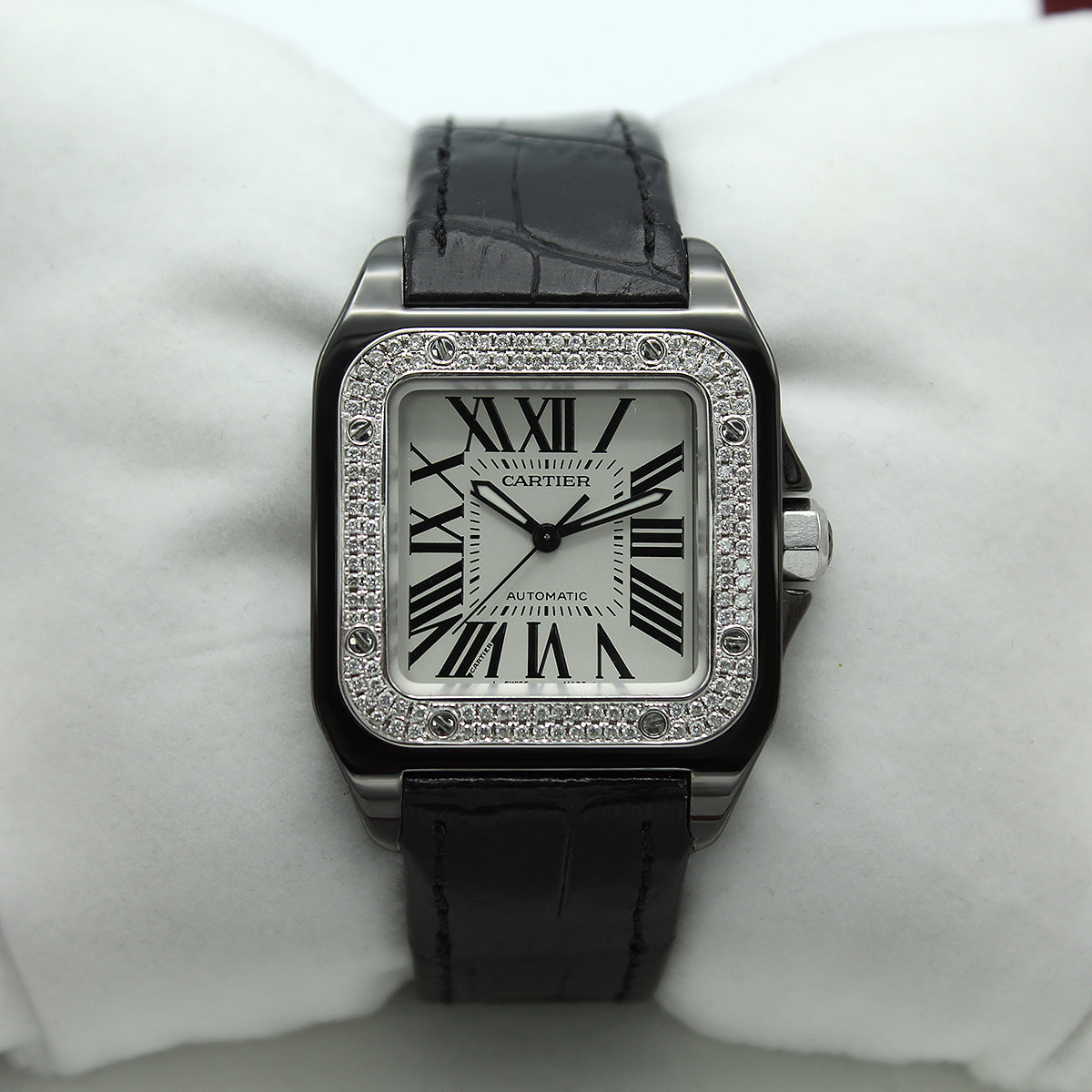 Cartier Santos 100 Midi 2878 (Custom PVD Case & Diamond Bezel)