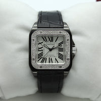 Cartier Santos 100 Midi 2878 (Custom PVD Case & Diamond Bezel)