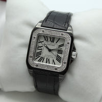 Cartier Santos 100 Midi 2878 (Custom PVD Case & Diamond Bezel)
