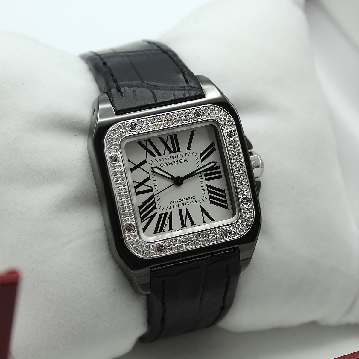 Cartier Santos 100 Midi 2878 (Custom PVD Case & Diamond Bezel)