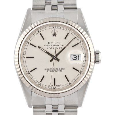 Rolex Datejust 36 16234 Silver Baton Dial