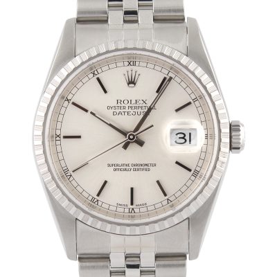 Rolex Datejust 36 16220 Silver Baton Dial